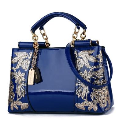 China NATIONAL Floral embroidery handbag ladies luxury PU tote bag leather handbag for woman 2020 for sale