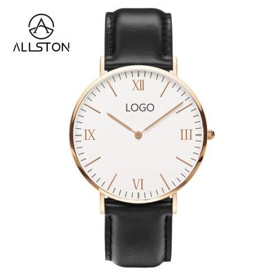 China Wristwatches Mens Womens Non-Specific Brand Printed Black Leather Add Custom Mens Your Own Logo Watch China Manufacturer for sale