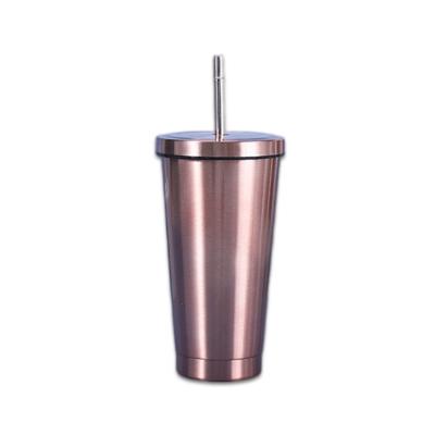 China CLASSIC Double Wall Vacuum 500ml Stainless Steel Drinking Mug With Lids And Straw for sale