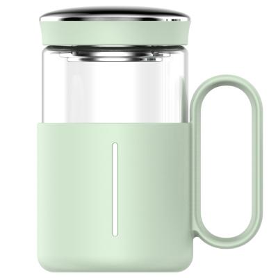 China Stored Single Layer Glass Portable Cup With Handle Desktop Tea Separation Large Capacity Water Cup for sale