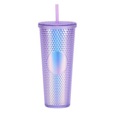 China Stored plastic bottle double-layer straw wholesale portable large-capacity durian creative cup diamond cup for sale