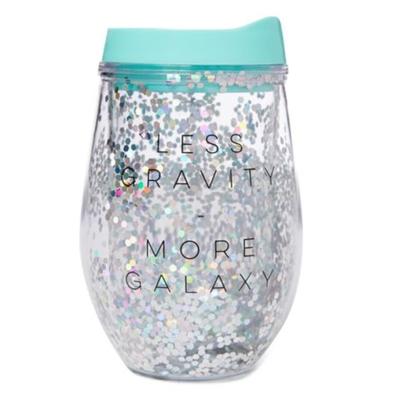 China CLASSIC Double Wall Plastic Cup Sequin Coffee Mug Outdoor U Shaped Eggshell Portable Mug for sale