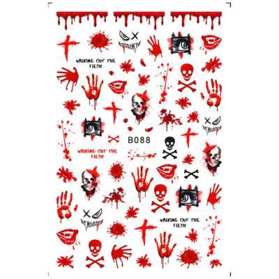 China Wholesale Newest Halloween 3D Nail Charms Self Adhesive Nail Art Sticker for sale