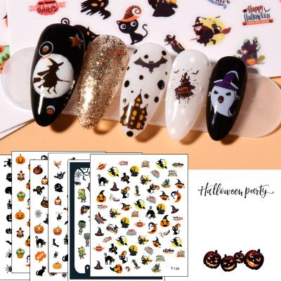 China Halloween Nail Sticker Art Pumpkin Skull Halloween Nail Decals Art Charms Hot Sale Nail Sticker for sale