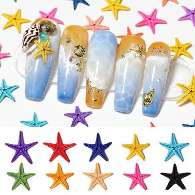 China Colorful Resin Flower Nail Art Summer Dried Starfish Sand Nails 3d DIY Nail Decoration Ornaments Decal Natural Stickers Creative Nail Design for sale