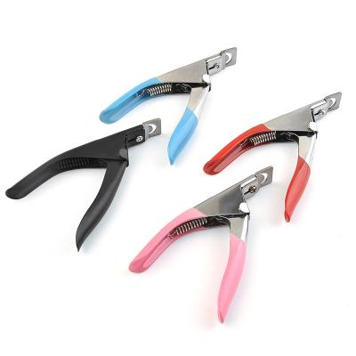 China False Nail Art Clipper Nipper Scissors Quality Pink Edge Nail Finger Tip French Manicure Cutter U Tip for sale