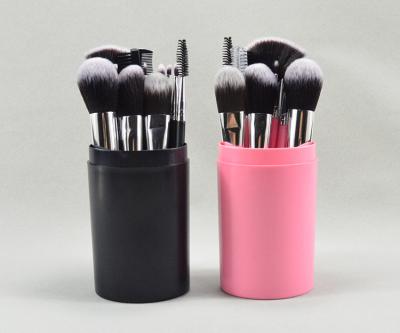 China Angular Blush Private Label Pink/Black 12 Pcs Synthetic Kabuki Makeup Brush Wholesale for sale