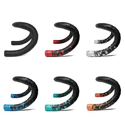 China Road Bikes Liteskin Road Bike Handlebar Tape Anti-Slip Silica Gel Shock Absorption Auspicious Clouds Handle Bar Tape Wrap End Cycling Plug for sale