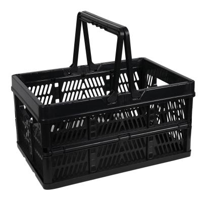 中国 Foldable Sustainable Folding Plastic Basket With Carry Handles For Shopping Storage Picnic Laundry Basket 販売のため