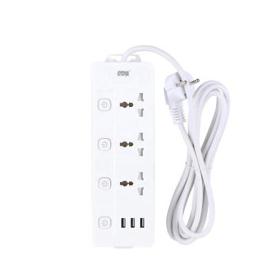 China ST-4029 Residential/Multi-Purpose 10A/2500W Power Charging Usb Socket 3 Control 3 Switch PP Material Flame Retardant PP 3 Socket for sale