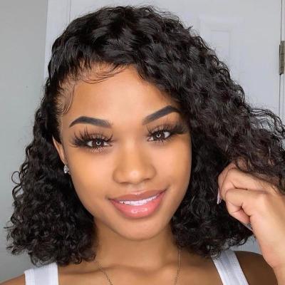 China Curly Water Wave Cuticle Aligned Braided 150% 180% Density HD Lace Front Lead Transparent Wigs Pixie Cut Virgin Hair Wig Hairpiece for sale