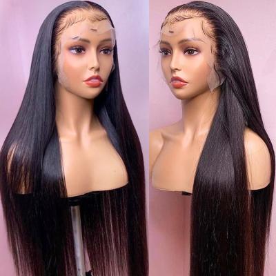 China Peruvian Body Wave 13x4 30inch 40 Inch 150% 180% Density Malaysian Hair Straight 100% Hd Lace Frontal Wig for sale