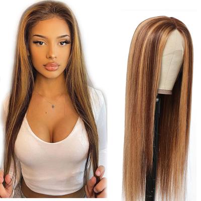 China Wholesale Body Wave Hd 13x4 Bone Highlight Ombre Piano 1B 27 30 Honey Color Brown Straight Front Brazilian Full Lace Hair Wigs for sale