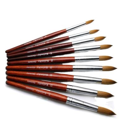 China Acrylic Manicure Brush Drawing Art Mink Brush Wood Handle Nail Gel Kolinsky Nail Brush Good Quality Nail Builder Tools Size 8-24 for sale