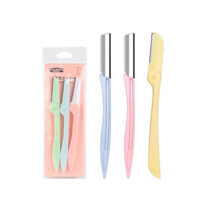 China Fashional Eyebrow Trimmer 2021 Times Eyebrow Razor Set 3 Pcs Women Travel Makeup Tool for sale