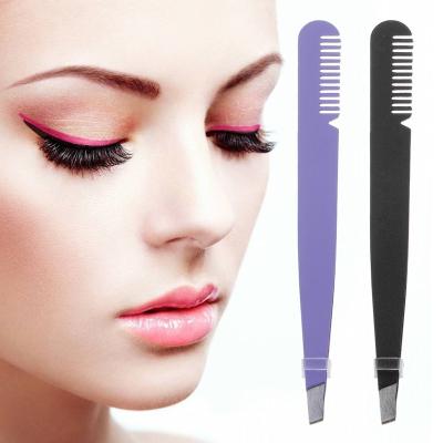 China Eyebrow Hair Stubborn Eyebrow Tweezers With Comb for sale