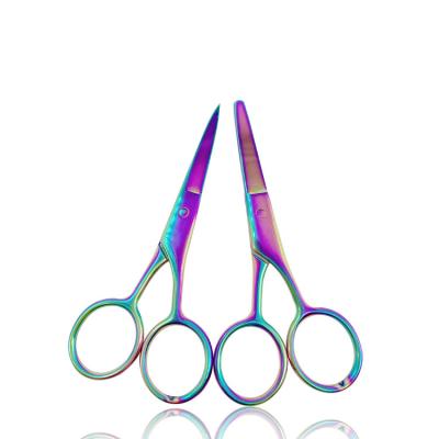 China Professional Universal Eyebrow Scissors Rainbow Color Cutting Eyebrow Lash Scissors Stainless Steel Sharp Balancing Scissors for sale