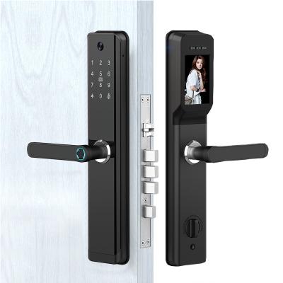 China Wifi tuya APP Tuya APP Remote Control Smart Door Lock with Handle Fingerprint Password Electronic Smart Door Lock with Camera for sale