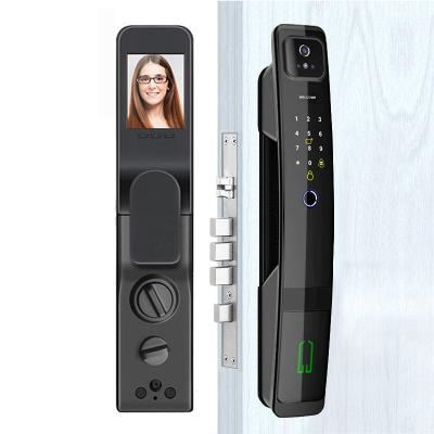 China Wifi tuya APP English/Russian/Arabic/Cerradura Spanish/Portuguese Fingerprint Face Recognition 3D APP Tuya Voice Smart Door Lock with Camera for sale