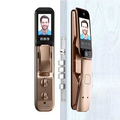 China Wifi Tuya App Screen 4.5 Inch Dual Large Display Screen Digital Face Open Smart Door Lock With Camera Support Voice Intercom Door Lock for sale