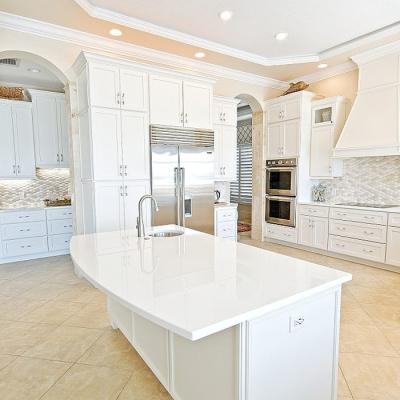 China Modern White Nano Crystallized Artificial Stone Polish Kitchen Countertops For Sale for sale