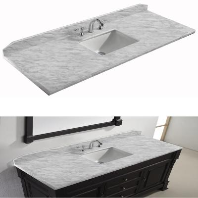 China Traditional Natural Polished Solid Surface Prefab Double Sink Vanity Top for sale