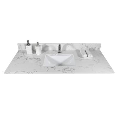 China Contemporary Wholesale Modern12 Inch Deep Double Sink Marble Bathroom Vanity Top With Backsplash for sale