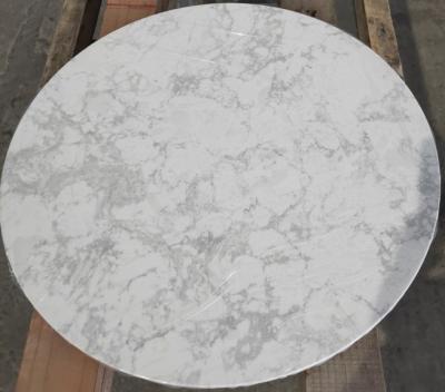 China 2019 popular white round nature marble stone dining table top eco-friendly for home for sale