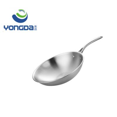 China Sustainable Newcomer Food Grade 3 Layers Stainless Steel Physical Wok Nonstick Chinese Cookware for sale