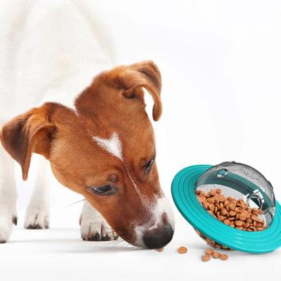 China Stored Leaking Indoor Outdoor Indoor Toy Plastic Dog Bowl Slow Feeder Leak Food Dog Toys Hot Sale Fly Chew UFO for sale