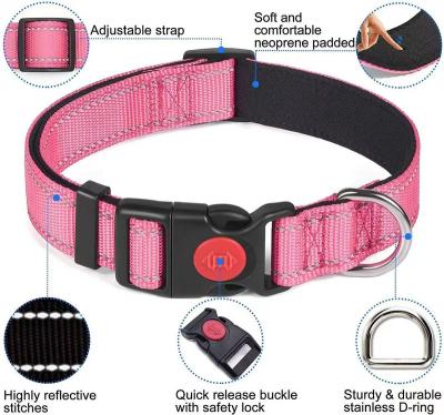 China Stocked Manufacturers Sell Adjustable Reflective Nylon Webbing Dog Collar Sets for sale