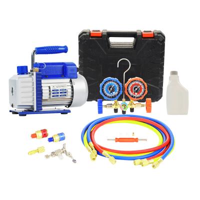 China Automotive Industry P PBAUTOS 3.5CFM 220V Air Condition Repairing Set Include Vacuum Pump And Miscellaneous Gauge Vacuum Pump Set for sale