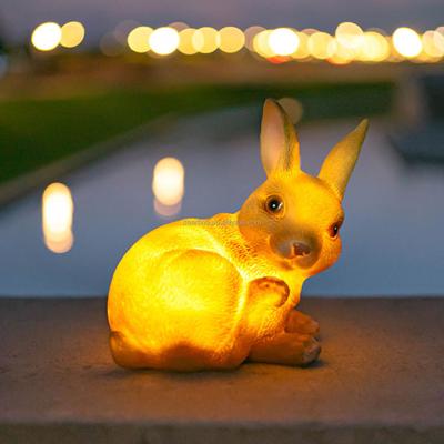 China Europe LED Solar Powered Garden Light Decor, Outdoor Statue Rabbit Figurine Night Light Animal Garden The Backyard Pathway Yard for sale