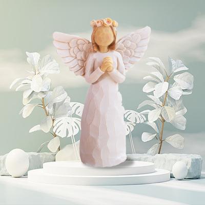 China Resin Angel Figurine Cream Angel Statues from Europe hand painted for home decoration best gifts for your mother sister for sale