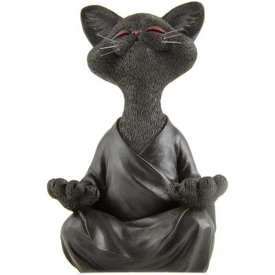 China Europe Whimsical Orange Sculpture Buddha Cat Figurine Statue Meditation Yoga Collectible For Women Yoga Meditation Decor for sale