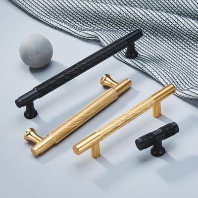 China Modern Knurled Black Buffet Door Pull T Bar Cabinet Handle for sale