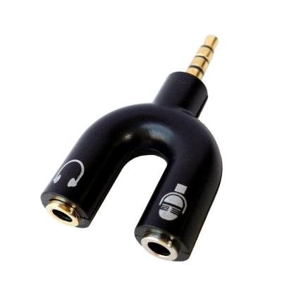 China Stereo Speaker 3.5mm Adapter Male To Female 2 35 Mm Y Shape Splitter Adapter For Mini U Shape 35mm Earphone And Microphone Filter for sale