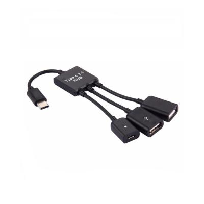 China Multi Function Data Transfer Cable 3 in 1 USB 3.1 USB-c / Type-c Male / Type-C to Port Female 3 USB Hub tipo c OTG Adapter Cable with Power Supply power for mouse keyboard for sale