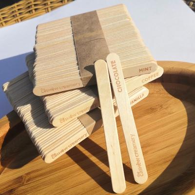 China Sustainable Logo Popsicle Ice Cream Sticks Birch Wooden Edge Custom OEM Customized Tools for sale