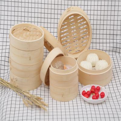 China Newest Sustainable Eco-Friendly Natural Bamboo Color Cake Steamer Dim Sum Basket for sale