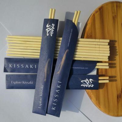 China Factory price disposable round round bamboo chopsticks with paper wrapper for restaurant for sale