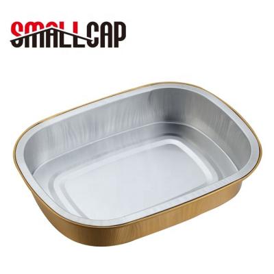 China Food 207X152x37mm 800ml /28oz Smooth Reverse Buckle Wall Aluminum Foil Container With Heating Aluminum Foil Sealing Lid CREC800 for sale