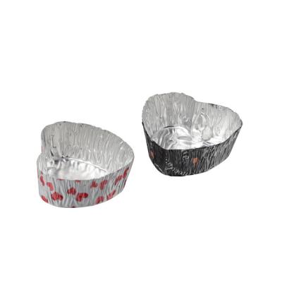 China Colorful 35x15mm chocolate foil cake cup cups like heart shape aluminum foil cake mold C-HEART35 yysmallcap for sale