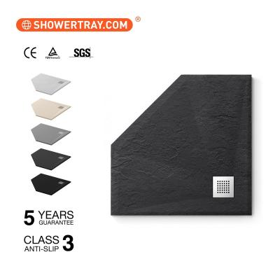 China Modern Non Slip Shower Tray Resin Stone Black Shower Base for sale