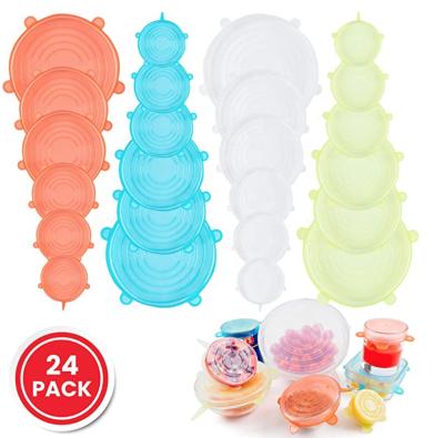 China Reusable Silicone Stretch Lids Child Safe Durable Pack of 24 Pieces Expandable Silicone Food Covers 2020 Various Sizes Keep Food Fresh for sale