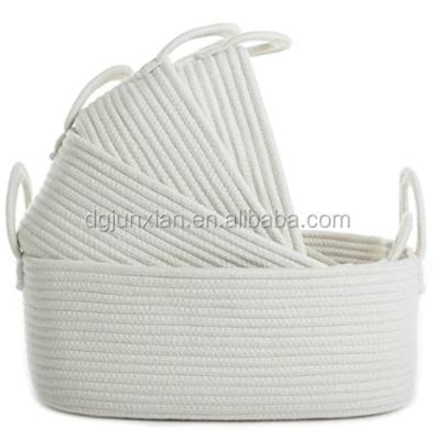 China Organizer Storage Baskets 2021 Folding Woven Basket Cotton Rope Trash Basket Set of 4 for sale