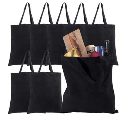 China 2021 Top Selling Eco-Friendly Cotton Tote Bags Durable Black Reusable Eco Friendly Grocery Bag With Handles for sale