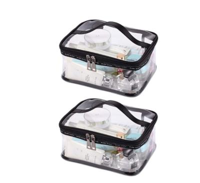 China Lady 2021 Top Selling Products 2 Pieces Makeup Bag Portable Clear Zipper Cosmetics Makeup Waterproof Transparent On Sale for sale