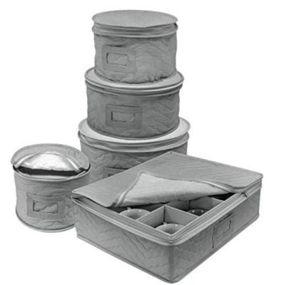 China Hot Selling Viable GRAY Tea Cups and Dishes Storage 5 Piece Set Household Tableware Storage Box for sale