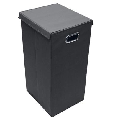 China 2021 Black Household Items Factory Hot Sale Canvas Laundry Hamper Storage Boxes Viable Single Folding Trash Cans for sale